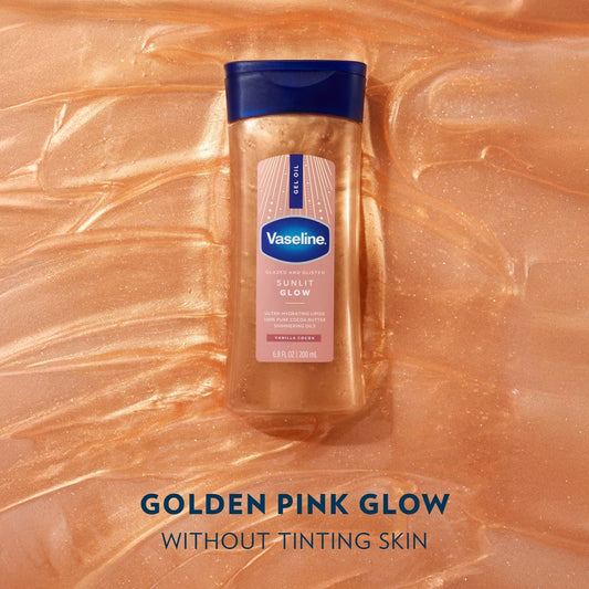 Vaseline Glazed & Glisten Vanilla Cocoa Shimmering Gel Body Oil - Sunlit Glow - 6.8 fl oz