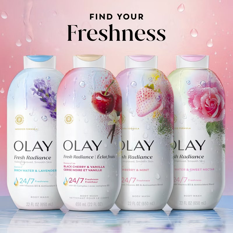Olay Fresh Radiance Body Wash - Rose Water and Sweet Nectar - 22 fl oz: Basic Cleansing, Whole Body, Squeeze Bottle, Normal to Dry Skin