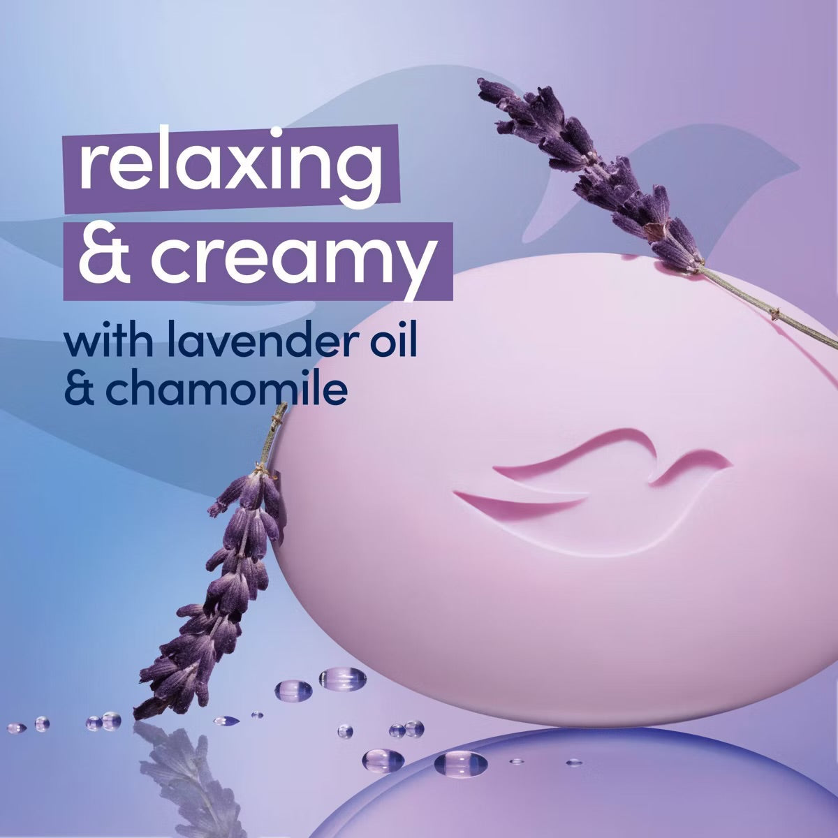 Dove Beauty Bar Women's Bath Soap Relaxing Lavender Oil & Chamomile, 3.75 oz 8 Bars