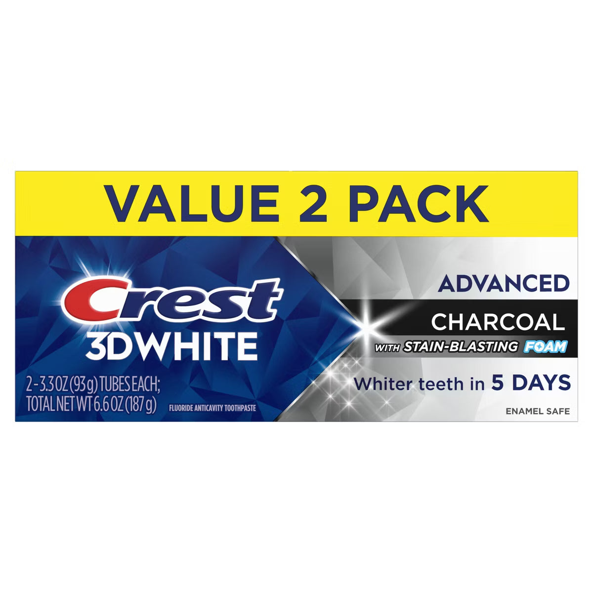 Crest 3D White Advanced Charcoal Teeth Whitening Toothpaste - 3.3oz/2pk