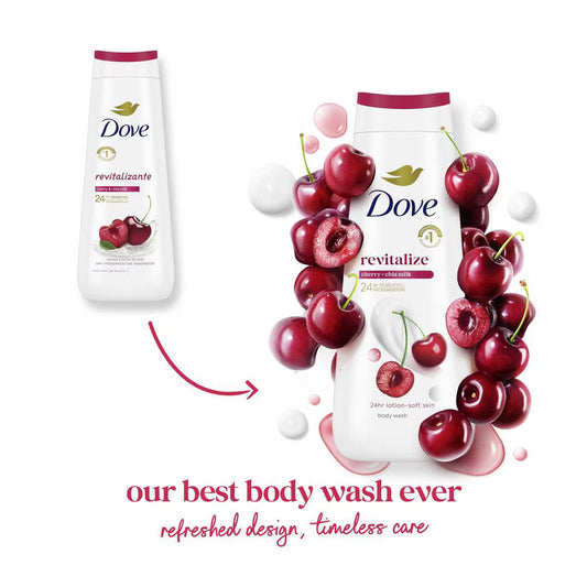 Dove Revitalize Body Wash - Cherry & Chia Milk 24hr Lotion-Soft Skin - 20 fl oz: Paraben-Free, Sulfate-Free, Moisturizing, Whole Body