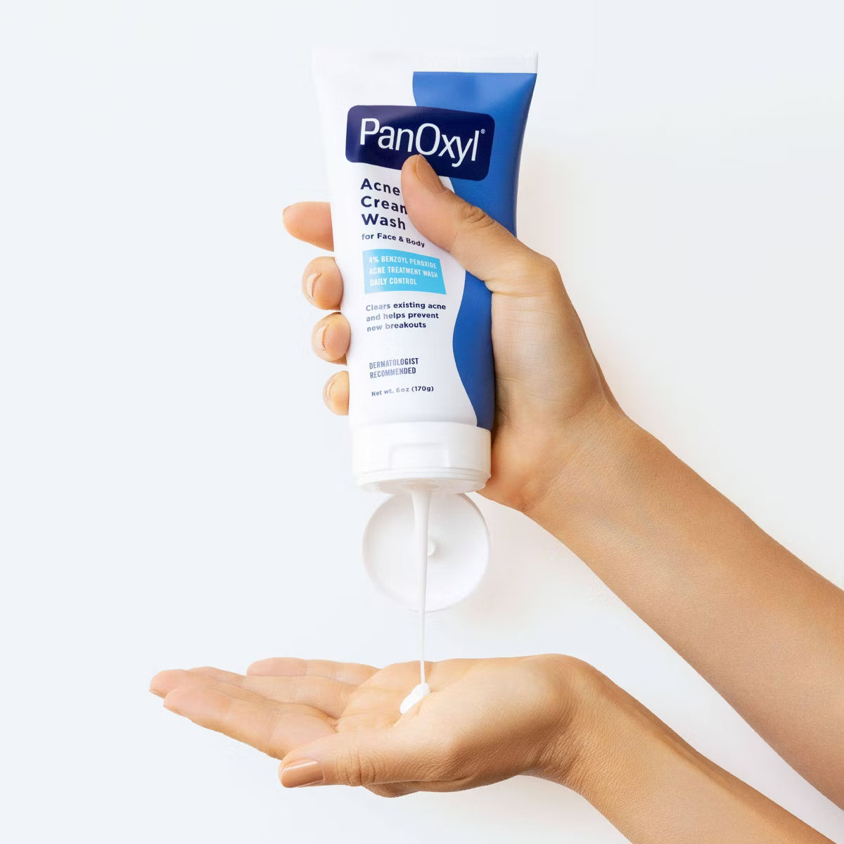 PanOxyl 4% Benzoyl Peroxide Acne Creamy Wash for Face & Body - Unscented - 6oz: Whole Body, Paraben-Free, Acne-Prone