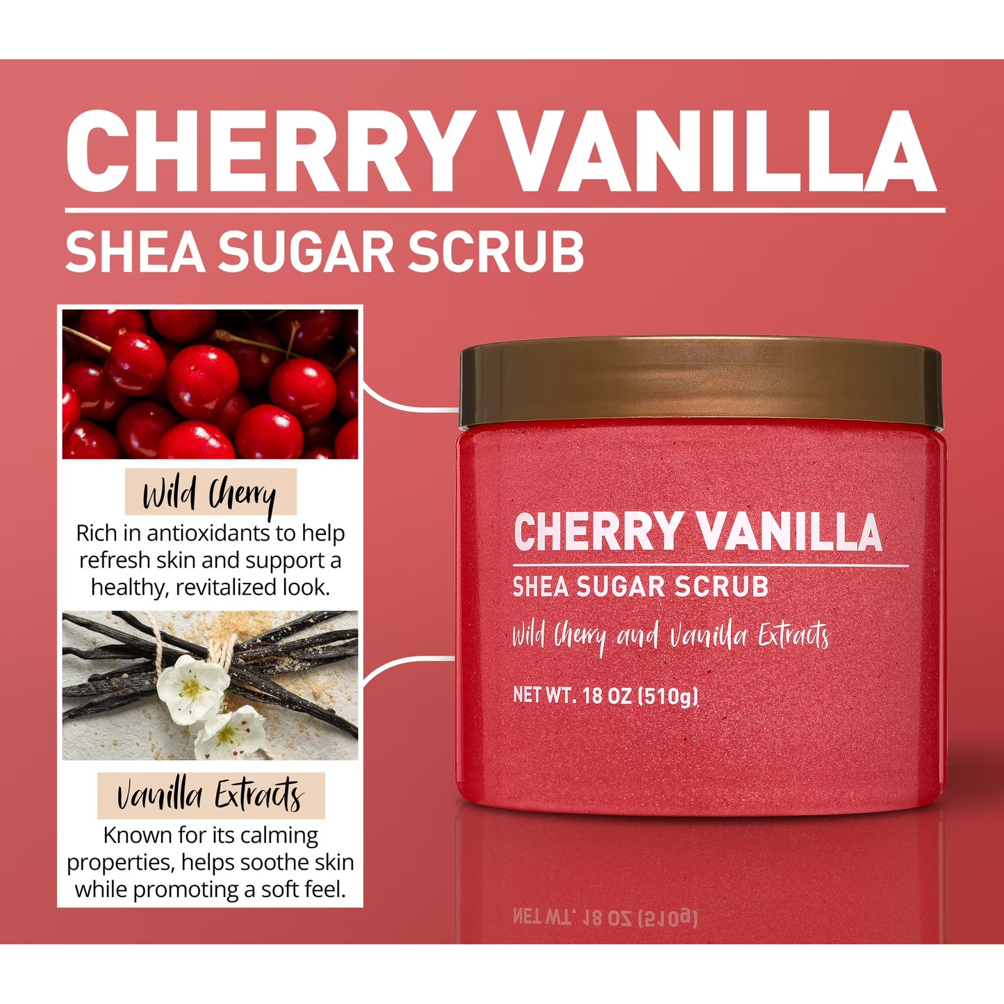 Shea Sugar Scrub, Cherry Vanilla Sugar, 18 oz