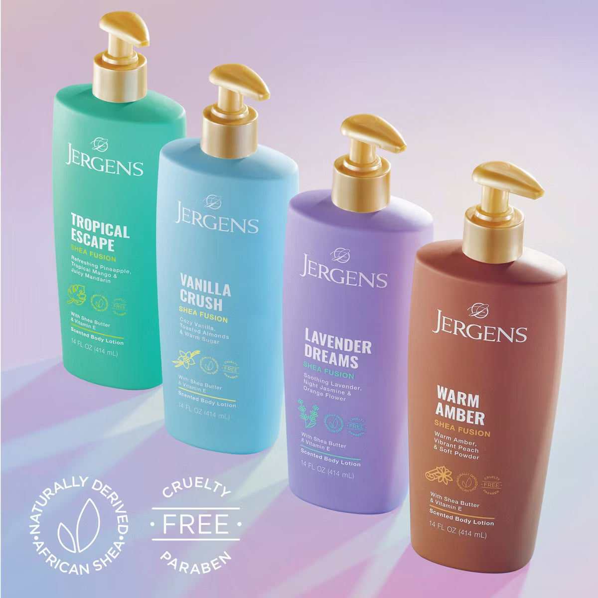 Jergens Shea Fusion Tropical Escape Scented Body Lotion with Vitamin E - 14 fl oz: Moisturizing, Smoothing, Paraben-Free, For Dry Skin