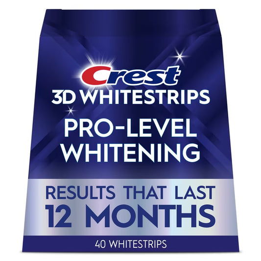 Crest 3DWhitestrips at Home Teeth Whitening, Pro-Level, 12 Levels Whiter, 20 Treatments, 40 Strips