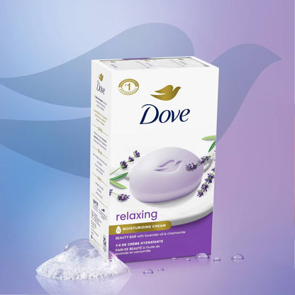 Dove Beauty Bar Women's Bath Soap Relaxing Lavender Oil & Chamomile, 3.75 oz 8 Bars
