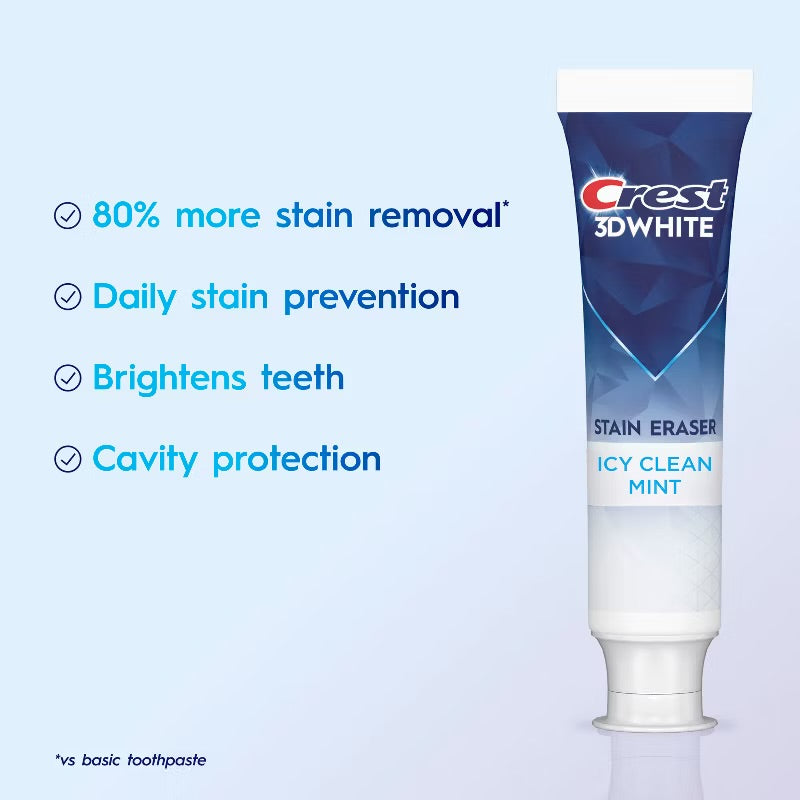 Crest 3D White Stain Eraser Toothpaste - Icy Clean Mint - 3.8oz