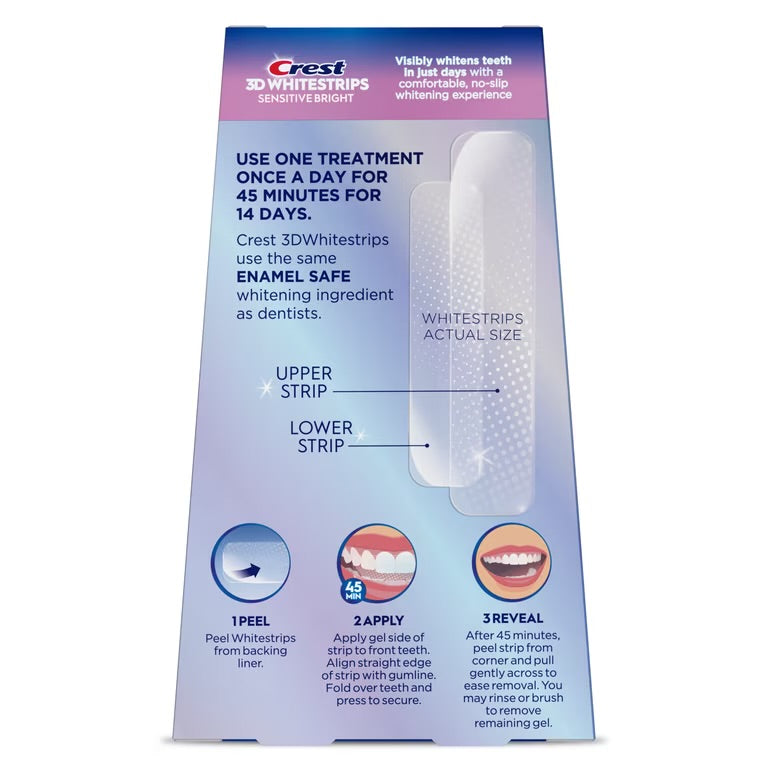 Crest 3DWhitestrips at Home Teeth Whitening, Sensitive Teeth, 14 Treatments, 28 Strips