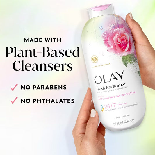 Olay Fresh Radiance Body Wash - Rose Water and Sweet Nectar - 22 fl oz: Basic Cleansing, Whole Body, Squeeze Bottle, Normal to Dry Skin