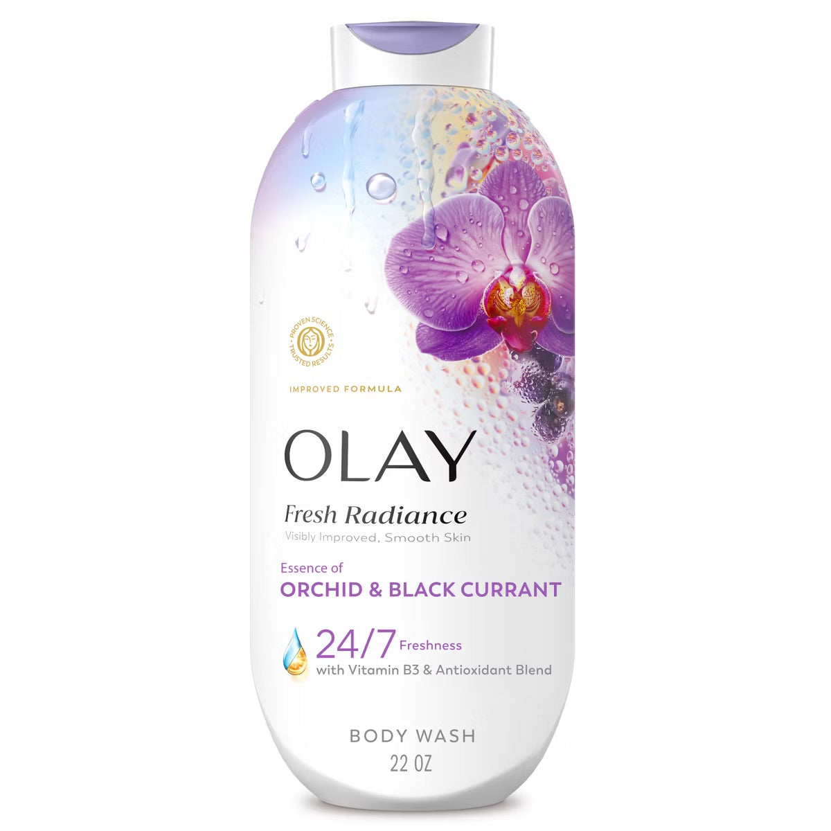 Olay Fresh Radiance Body Wash - Orchid and Blackcurrant - 22 fl oz: Liquid, Whole Body, Normal to Sensitive Skin