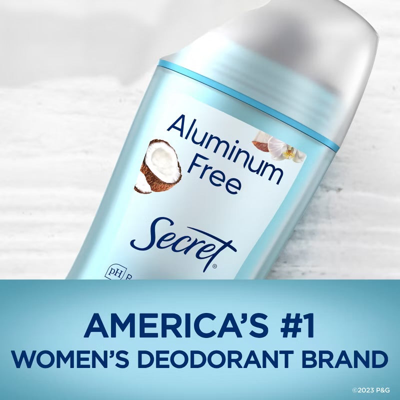 Secret Solid Deodorant for Women - Coconut - Aluminum-Free 2.4oz: Normal Skin, Recommended for Under Arm Use
