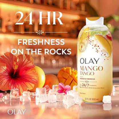 Olay Mango Tango Body Wash with Notes of Mango and Hibiscus, Vitamin B3 and Antioxidant Blend, 22oz