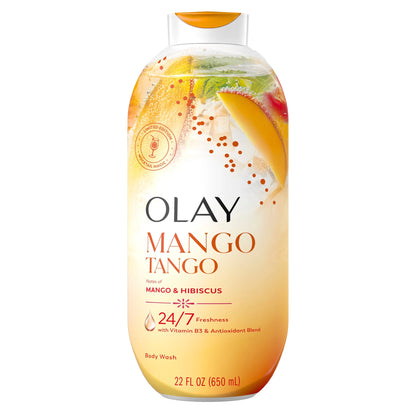 Olay Mango Tango Body Wash with Notes of Mango and Hibiscus, Vitamin B3 and Antioxidant Blend, 22oz