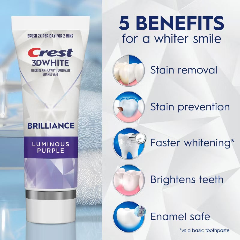 Crest 3D White Brilliance Luminous Purple Toothpaste - 4.6oz