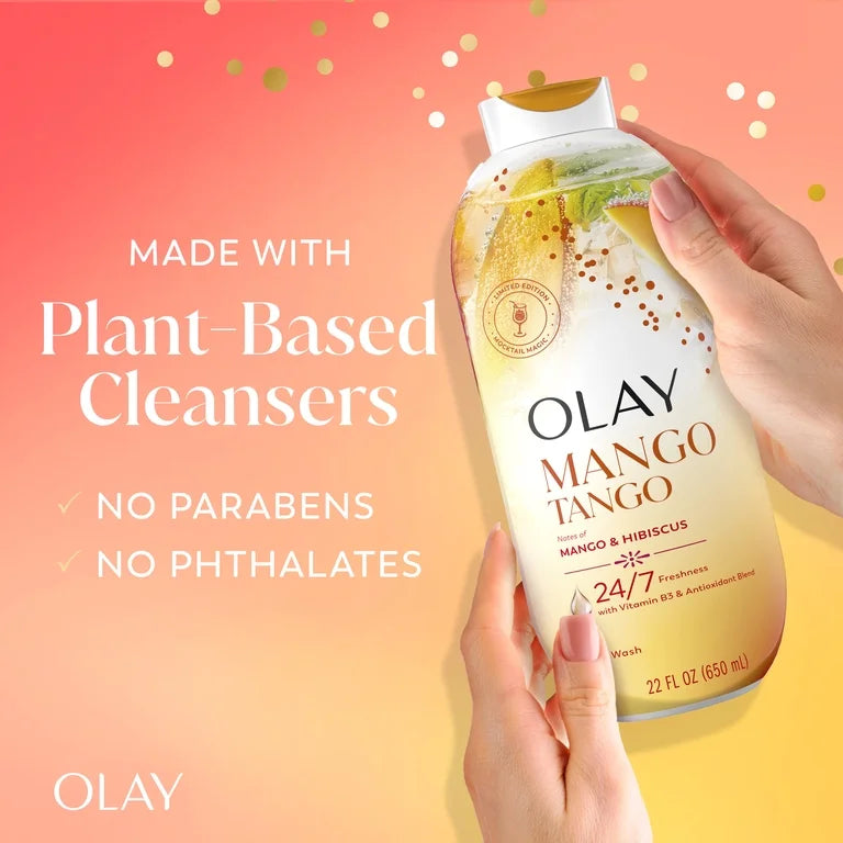 Olay Mango Tango Body Wash with Notes of Mango and Hibiscus, Vitamin B3 and Antioxidant Blend, 22oz