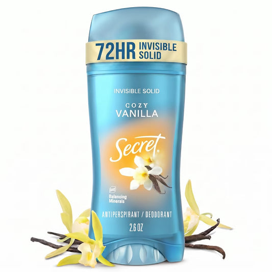 Secret Invisible Solid Antiperspirant & Deodorant - Vanilla Scent - 2.6oz: Paraben-Free, Sulfate-Free, Fluoride-Free
