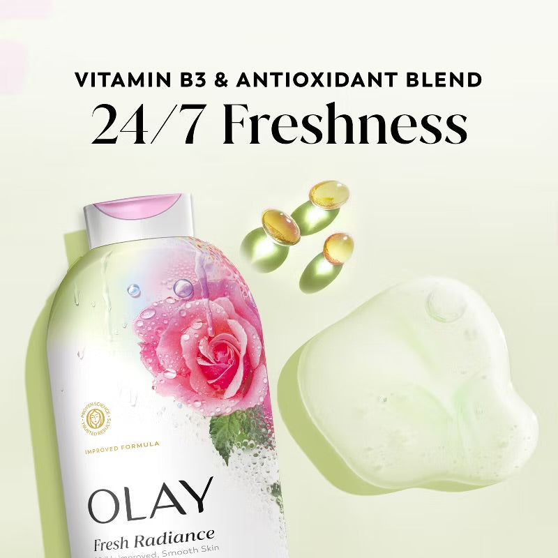 Olay Fresh Radiance Body Wash - Rose Water and Sweet Nectar - 22 fl oz: Basic Cleansing, Whole Body, Squeeze Bottle, Normal to Dry Skin