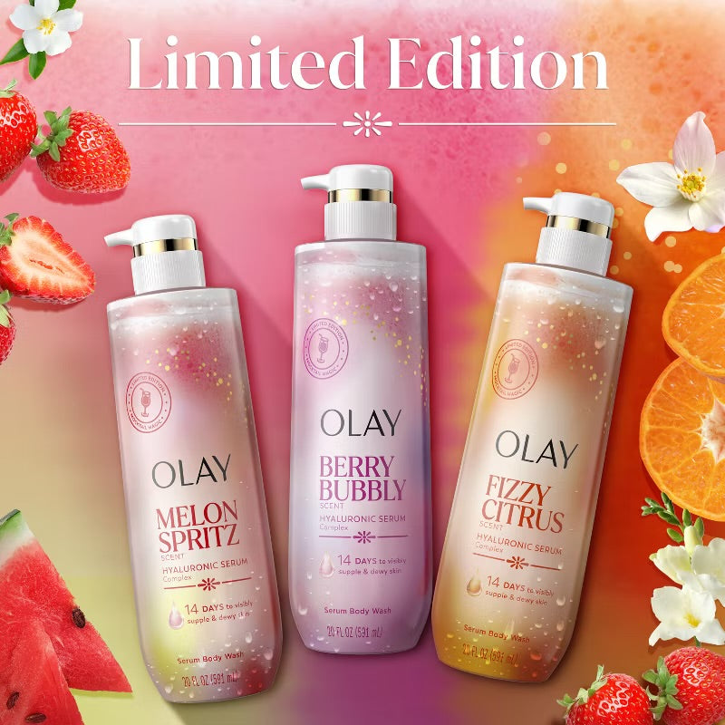 Olay Fizzy Citrus Hyaluronic Serum Body Wash - 20 fl oz: Moisturizing & Nourishing, Whole Body Use, Paraben-Free