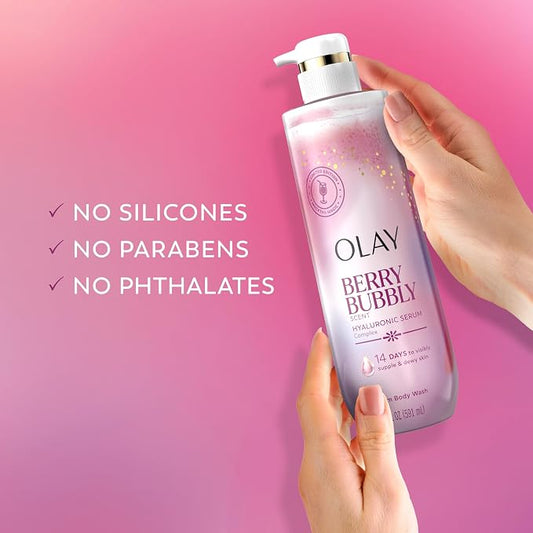 Olay Berry Bubbly Hyaluronic Serum Body Wash - 20 fl oz: Moisturizing & Nourishing, Whole Body Use, Paraben-Free