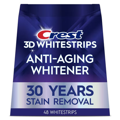 Crest 3DWhitestrips at Home Teeth Whitening, Anti-Aging Whitener, 18 Levels Whiter, 24 Treatments, 48 Strips