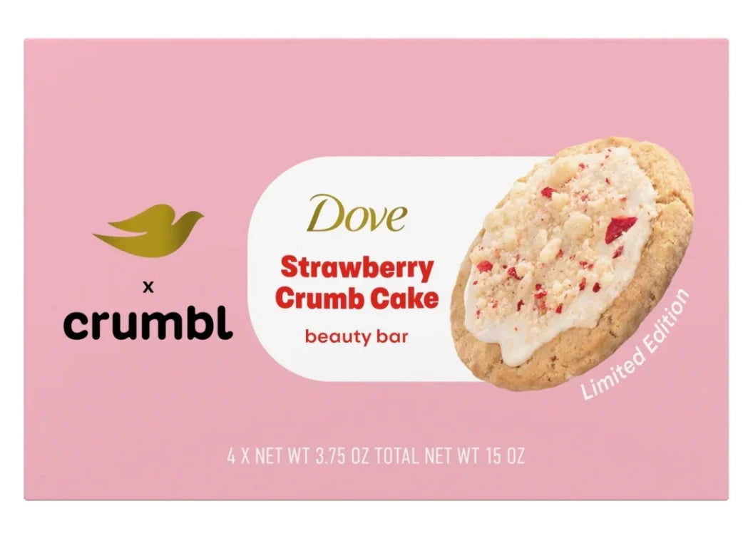 Dove Crumbl Limited Edition Beauty Bar Strawberry Crumb Cake, 15 oz 4 Bars