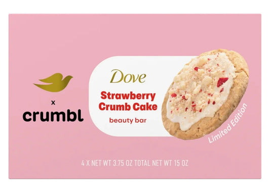 Dove Crumbl Limited Edition Beauty Bar Strawberry Crumb Cake, 15 oz 4 Bars