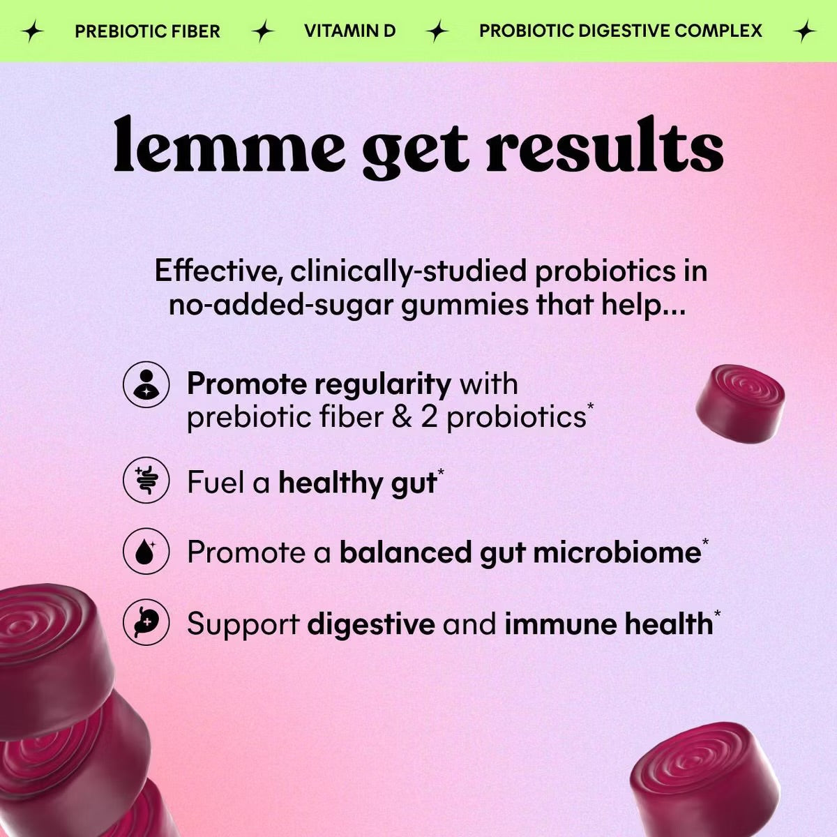 Lemme Fiber and Probiotic Gummies - 60ct