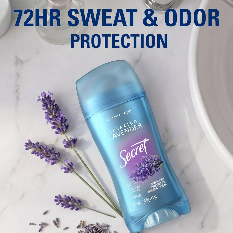 Secret Invisible Solid Antiperspirant & Deodorant - Lavender Scent 2.6oz: Paraben-Free