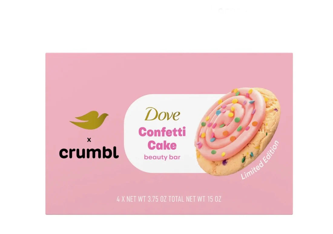 Dove Crumbl Limited Edition Beauty Bar Confetti Cake, 15 oz 4 Bars