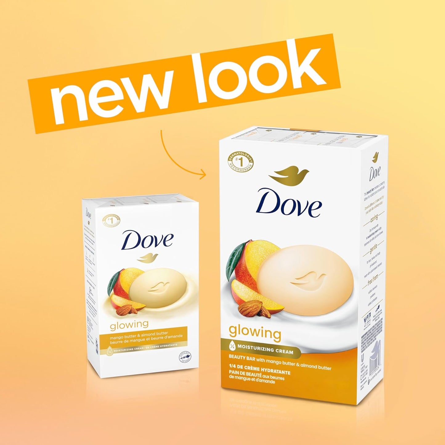 Dove Beauty Bar Women's Bath Soap Glowing Mango & Almond Butters, 3.75 oz 8 Bars