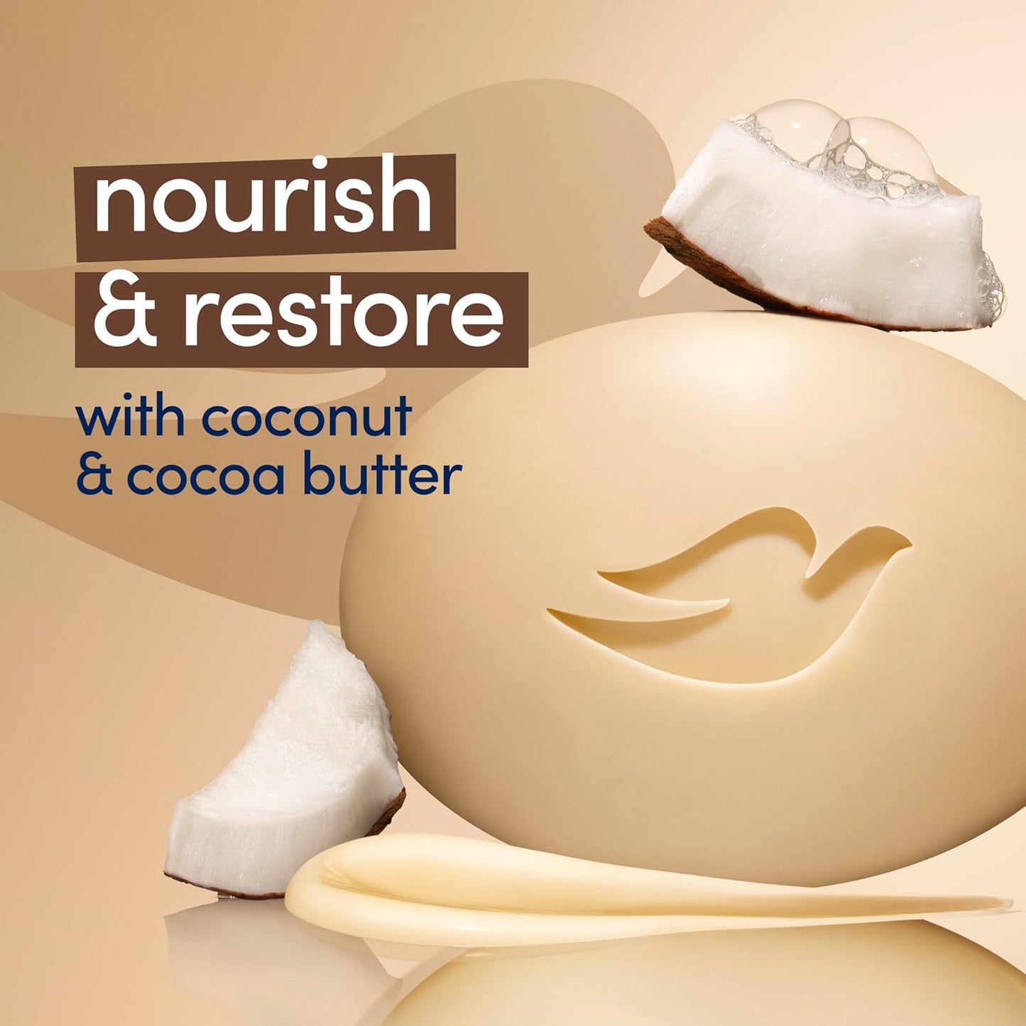 Dove Beauty Bar Women's Bath Soap Restoring Coconut & Cocoa Butter, 3.75 oz 8 Bars