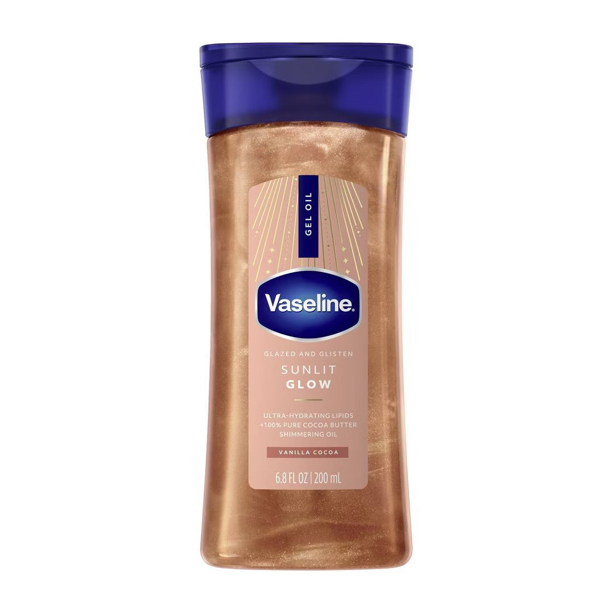 Vaseline Glazed & Glisten Vanilla Cocoa Shimmering Gel Body Oil - Sunlit Glow - 6.8 fl oz