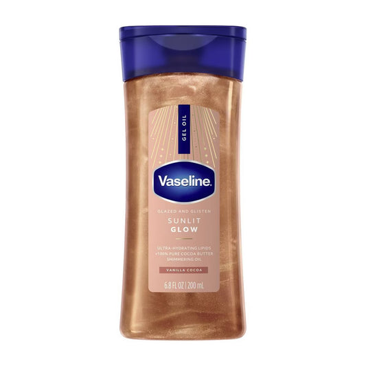 Vaseline Glazed & Glisten Vanilla Cocoa Shimmering Gel Body Oil - Sunlit Glow - 6.8 fl oz