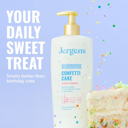 Jergens Shea Fusion Confetti Cake, Scented Body Lotion with Vitamin E - 14 fl oz