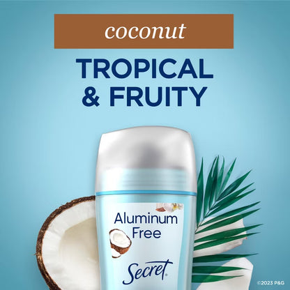 Secret Solid Deodorant for Women - Coconut - Aluminum-Free 2.4oz: Normal Skin, Recommended for Under Arm Use