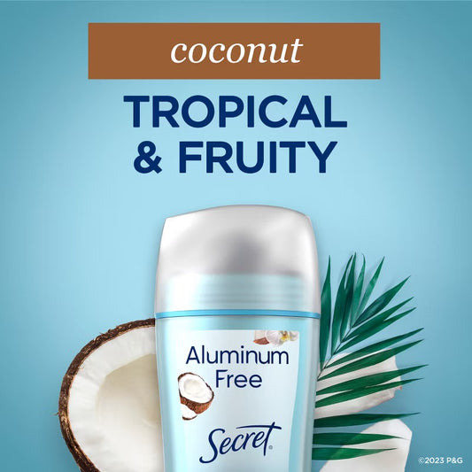 Secret Solid Deodorant for Women - Coconut - Aluminum-Free 2.4oz: Normal Skin, Recommended for Under Arm Use