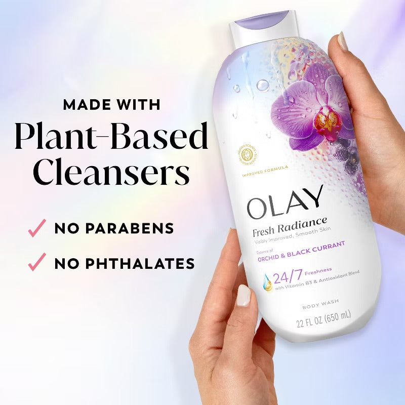 Olay Fresh Radiance Body Wash - Orchid and Blackcurrant - 22 fl oz: Liquid, Whole Body, Normal to Sensitive Skin
