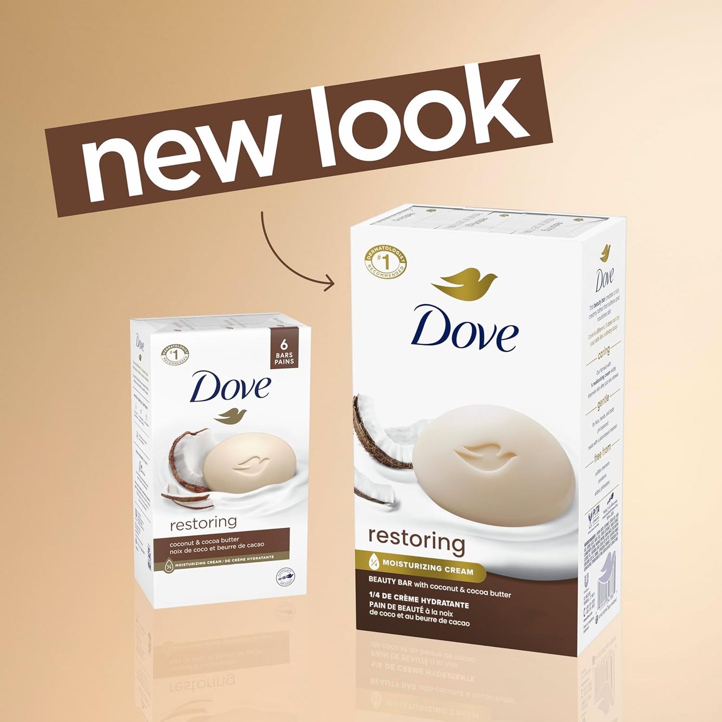 Dove Beauty Bar Women's Bath Soap Restoring Coconut & Cocoa Butter, 3.75 oz 8 Bars