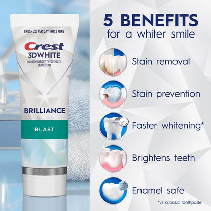 Crest 3D White Brilliance Blast Whitening Toothpaste - 4.6oz