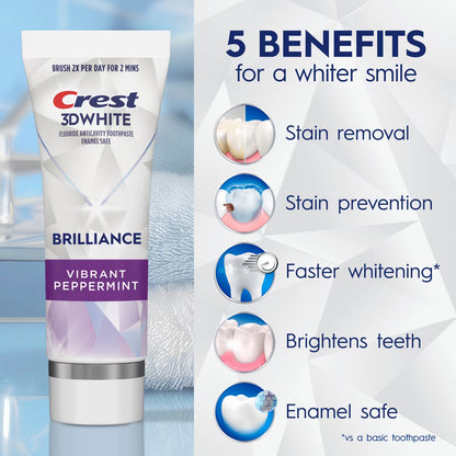 Crest 3D White Brilliance Vibrant Toothpaste - Peppermint - 4.6oz/2pk