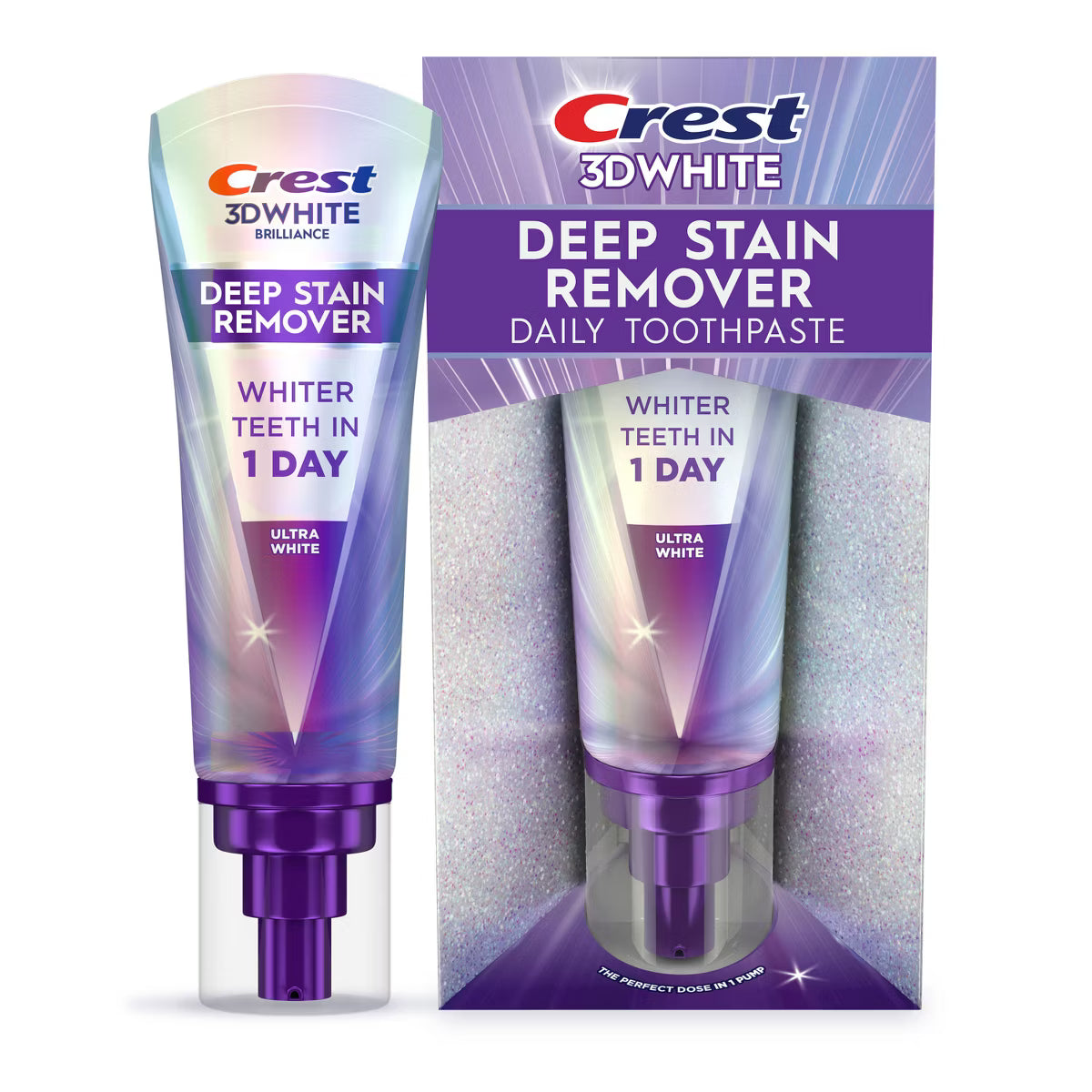 Crest 3D White Deep Stain Remover Daily Fluoride Toothpaste - Ultra White - 3.1oz: Triclosan-Free, Gluten-Free, Mint Flavor