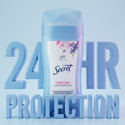 Secret Powder Fresh Invisible Solid Antiperspirant & Deodorant - 2.6oz: Paraben-Free, Under Arm, Aluminum Zirconium, 1-Pack