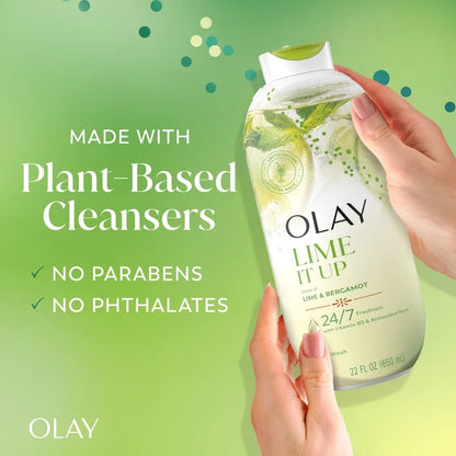 Olay Lime It Up Body Wash with Notes of Lime and Bergamot, Vitamin B3 and Antioxidant Blend, 22oz