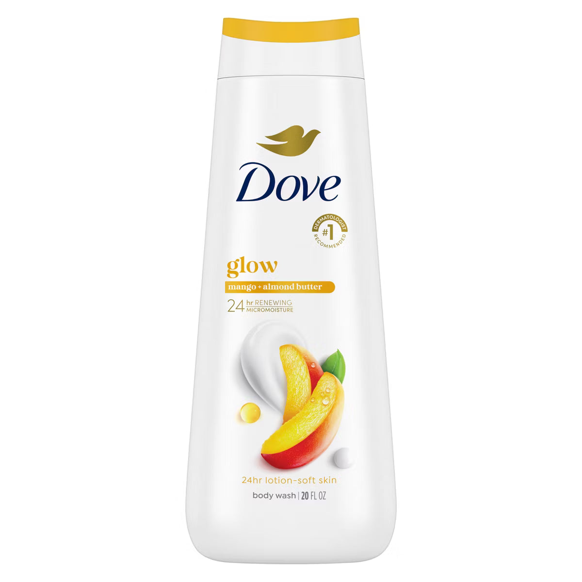 Dove Glow Body Wash - Mango & Almond Butters 24hr Lotion-Soft Skin - 20 fl oz: Vegan, Paraben & Sulfate-Free Liquid