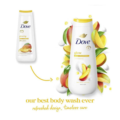 Dove Glow Body Wash - Mango & Almond Butters 24hr Lotion-Soft Skin - 20 fl oz: Vegan, Paraben & Sulfate-Free Liquid