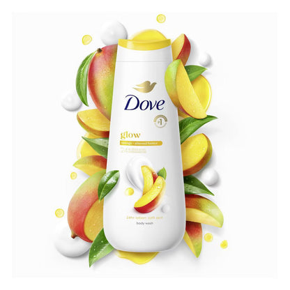 Dove Glow Body Wash - Mango & Almond Butters 24hr Lotion-Soft Skin - 20 fl oz: Vegan, Paraben & Sulfate-Free Liquid