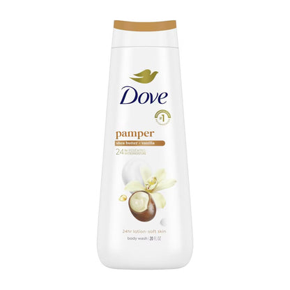 Dove Pamper Body Wash - Shea Butter & Vanilla 24hr Lotion-Soft Skin - 20 fl oz: Paraben-Free, Vegan, Normal, Dry Skin