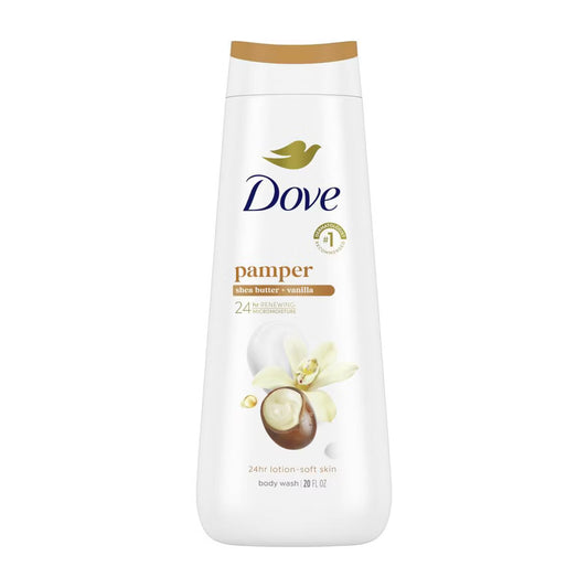 Dove Pamper Body Wash - Shea Butter & Vanilla 24hr Lotion-Soft Skin - 20 fl oz: Paraben-Free, Vegan, Normal, Dry Skin