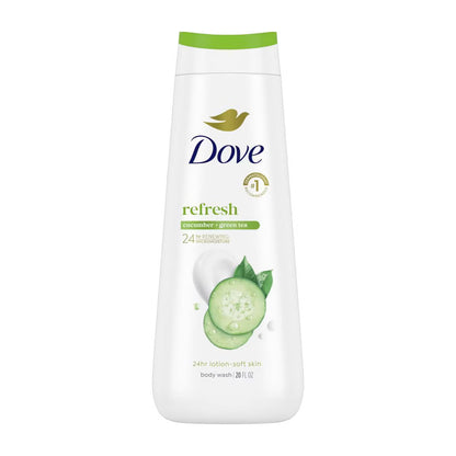 Dove Refresh Body Wash Cucumber & Green Tea 24hr Lotion-Soft Skin - 20 fl oz: Paraben-Free, Sulfate-Free, Vegan, Normal and Dry Skin