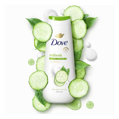 Dove Refresh Body Wash Cucumber & Green Tea 24hr Lotion-Soft Skin - 20 fl oz: Paraben-Free, Sulfate-Free, Vegan, Normal and Dry Skin